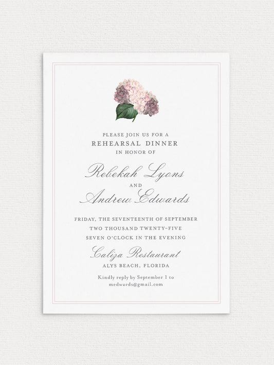 Hydrangea Rehearsal Dinner Invitation