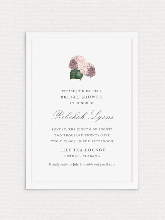 Hydrangea Shower Invitation