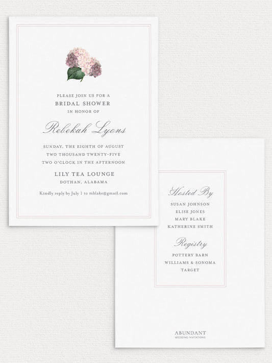 Hydrangea Shower Invitation