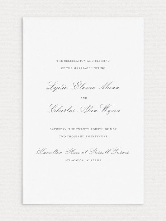 Lydia Folded Ceremony Program