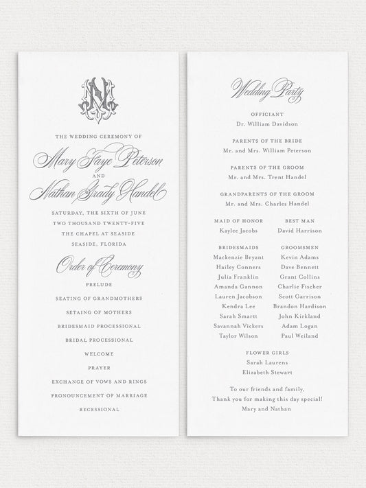 Mary Flat Ceremony Program