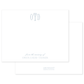 Elegant white stationery card featuring a soft blue monogram and personalized nursery text with classic, timeless design elements.