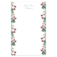 Notepad with a primrose floral border design with pink flowers and a script custom name on a white background