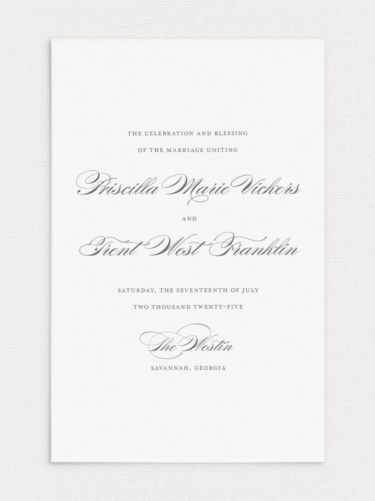 Priscilla Folded Ceremony Program