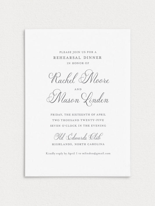 Rachel Rehearsal Dinner Invitation