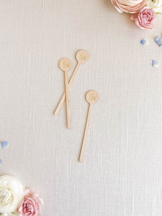 Script Monogram Stir Sticks